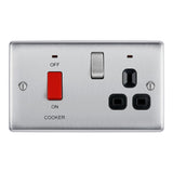 BG NBS70B Stainless Steel 45A Cooker Control Unit with Switched 13A Socket with Neon