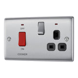 BG NBS70B Stainless Steel 45A Cooker Control Unit with Switched 13A Socket with Neon