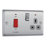 BG NBS70G Stainless Steel 45A Cooker Control Unit with Switched 13A Socket with Neon