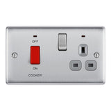 BG NBS70G Stainless Steel 45A Cooker Control Unit with Switched 13A Socket with Neon