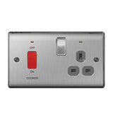 BG NBS70G Stainless Steel 45A Cooker Control Unit with Switched 13A Socket with Neon