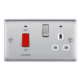 BG NBS70W Stainless Steel 45A Cooker Control Unit with Switched 13A Socket with Neon