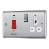 BG NBS70W Stainless Steel 45A Cooker Control Unit with Switched 13A Socket with Neon