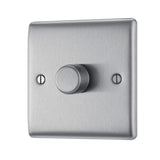 BG NBS81 Stainless Steel Single Intelligent LED 2 Way Dimmer Switch