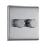 BG NBS82 Stainless Steel Double Intelligent LED 2 Way Dimmer Switch