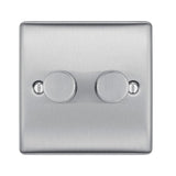 BG NBS82 Stainless Steel Double Intelligent LED 2 Way Dimmer Switch