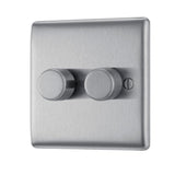 BG NBS82 Stainless Steel Double Intelligent LED 2 Way Dimmer Switch