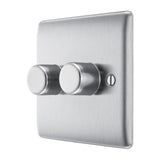 BG NBS82 Stainless Steel Double Intelligent LED 2 Way Dimmer Switch