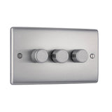 BG NBS83 Stainless Steel Triple Intelligent LED 2 Way Dimmer Switch