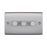 BG NBS83 Stainless Steel Triple Intelligent LED 2 Way Dimmer Switch