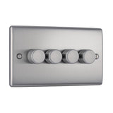 BG NBS84 Stainless Steel Quad Intelligent LED 2 Way Dimmer Switch