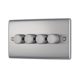 BG NBS84 Stainless Steel Quad Intelligent LED 2 Way Dimmer Switch