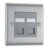 BG NBSRJ452 Stainless Steel Double RJ45 Telephone Socket