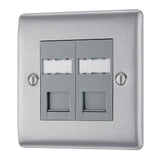 BG NBSRJ452 Stainless Steel Double RJ45 Telephone Socket