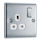 BG NPC21W Polished Chrome Single Switched 13A Socket