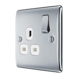 BG NPC21W Polished Chrome Single Switched 13A Socket