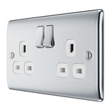 BG NPC22W Polished Chrome Double Switched 13A Socket