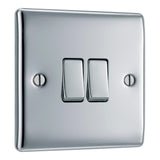 BG NPC42 Polished Chrome Double Switch 10A 2 Way