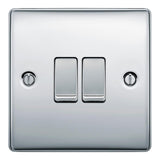 BG NPC42 Polished Chrome Double Switch 10A 2 Way