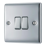 BG NPC42 Polished Chrome Double Switch 10A 2 Way