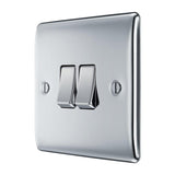 BG NPC42 Polished Chrome Double Switch 10A 2 Way