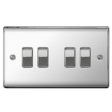 BG NPC44 Polished Chrome Quadruple Switch 10A 2 Way