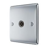 BG NPC60 Polished Chrome Single Socket TV/FM Co-axial Aerial Connection