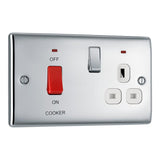 BG NPC70W Polished Chrome 45A Cooker Control Unit with Switched 13A Socket with Neon