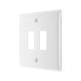 BG R82 2 Gang Single Grid Front Plate White