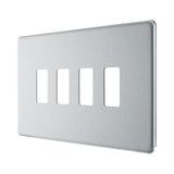 BG RFBS4 Flatplate 4 Gang Double Grid Front Plate Stainless Steel