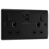 BG NFB22UAC45B Stainless Steel Double Switched 13A Socket with USB Charging - USB A+C Sockets (45W)