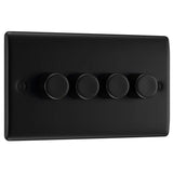 BG NFB84 Matt Black 4 Gang Intelligent LED 2 Way Dimmer Switch