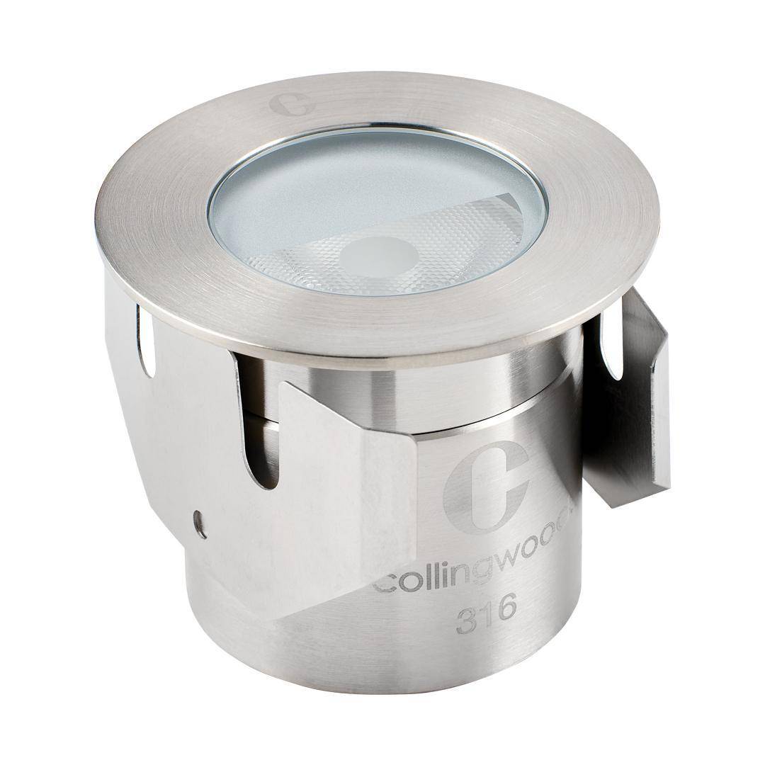 Collingwood GL016SSHM30 LED Half Moon Ground Light Stainless Steel Finish Warm White 3000K