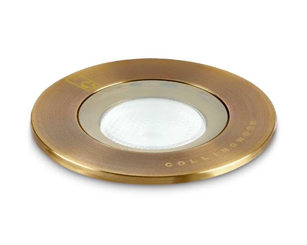 Collingwood GL016 F AB 27 LED Ground Light Brass Finish, Warm White (2700K)