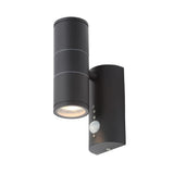 Forum Zinc Islay Up Down GU10 Wall Light PIR Black