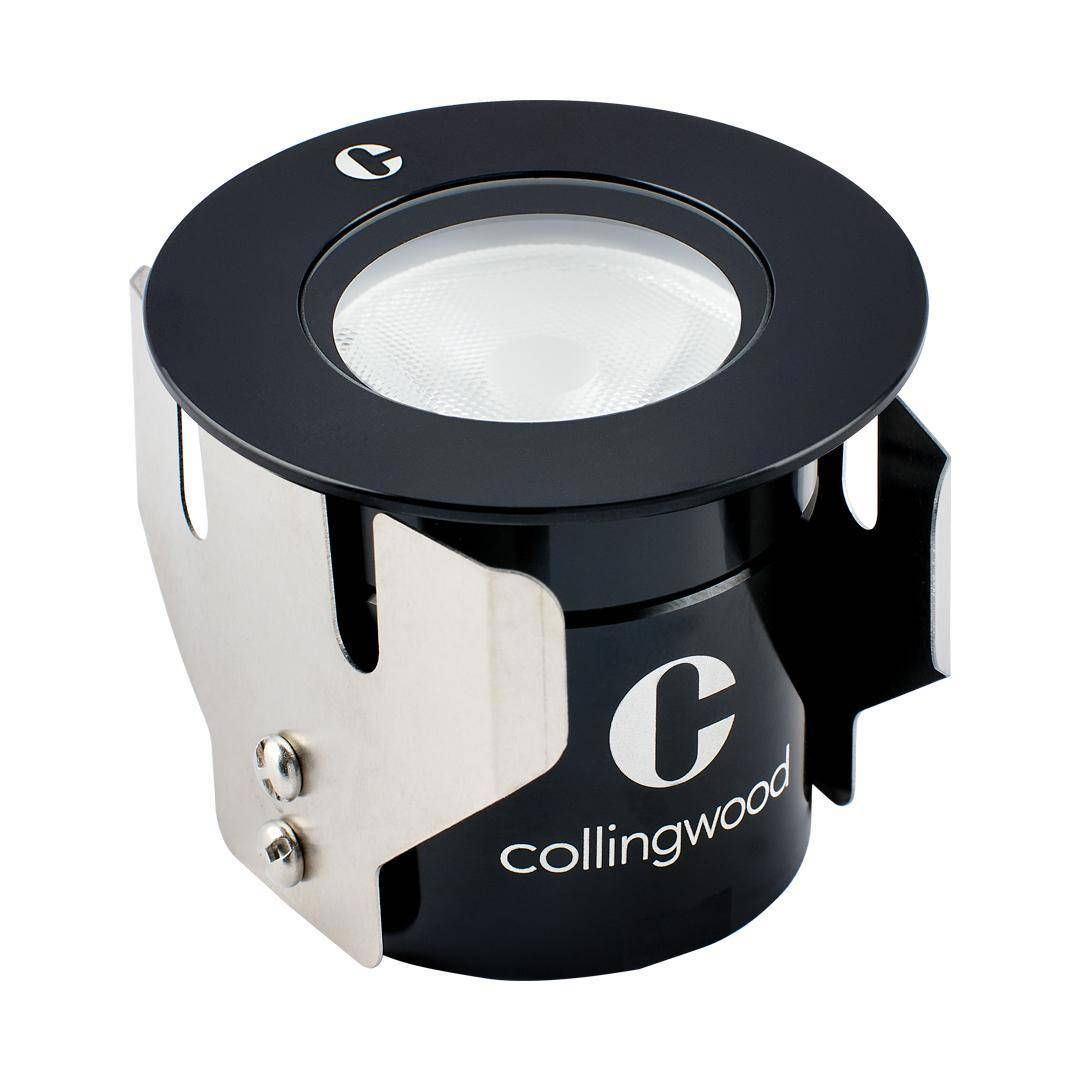 Collingwood GL016RBK30S LED Ground Light Round Black Finish Spot Warm White 3000K