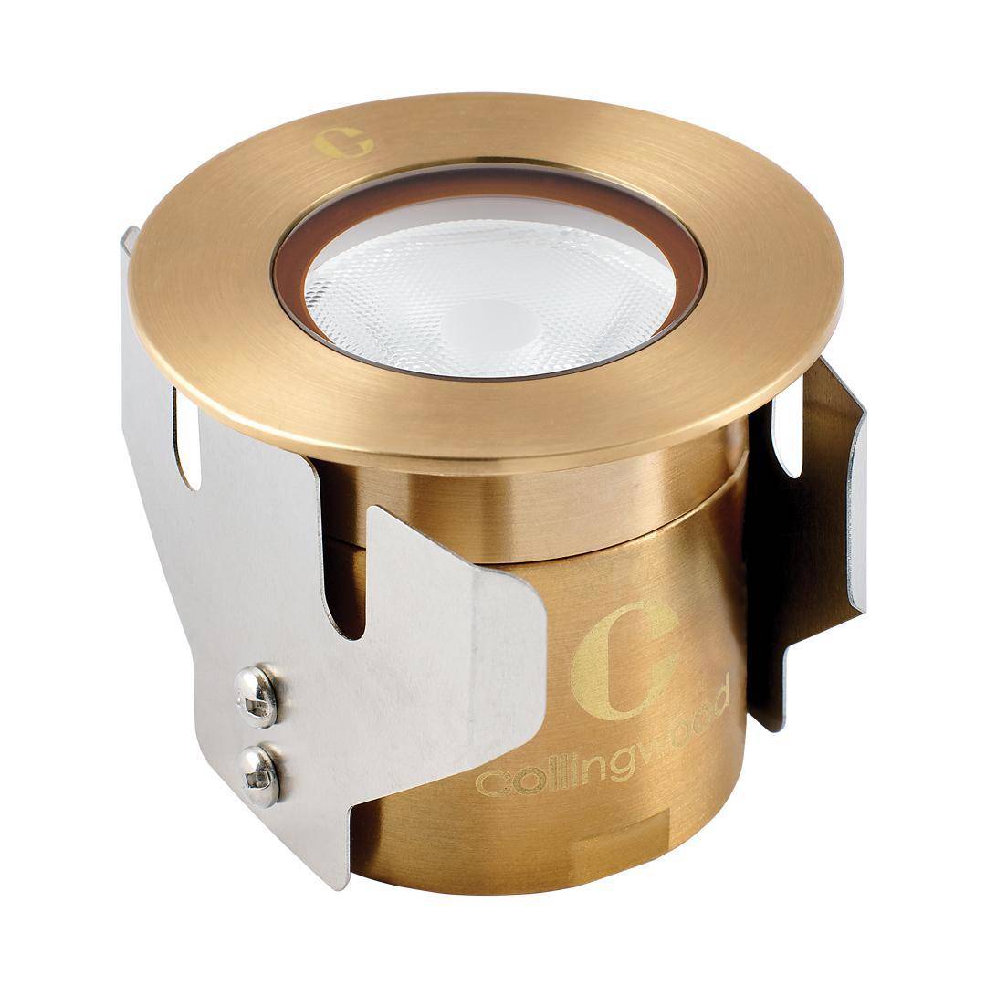 Collingwood GL016RAB27F LED Ground Light Round Antique Brass Finish Flood Warm White 2700K