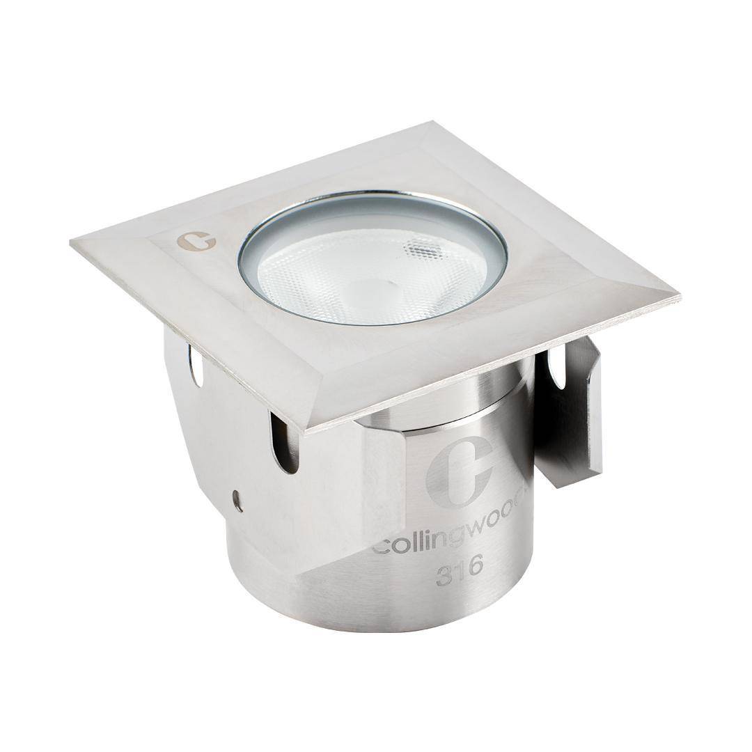 Collingwood GL016SQSS30F LED Ground Light Square Stainless Steel Finish Flood Warm White 3000K