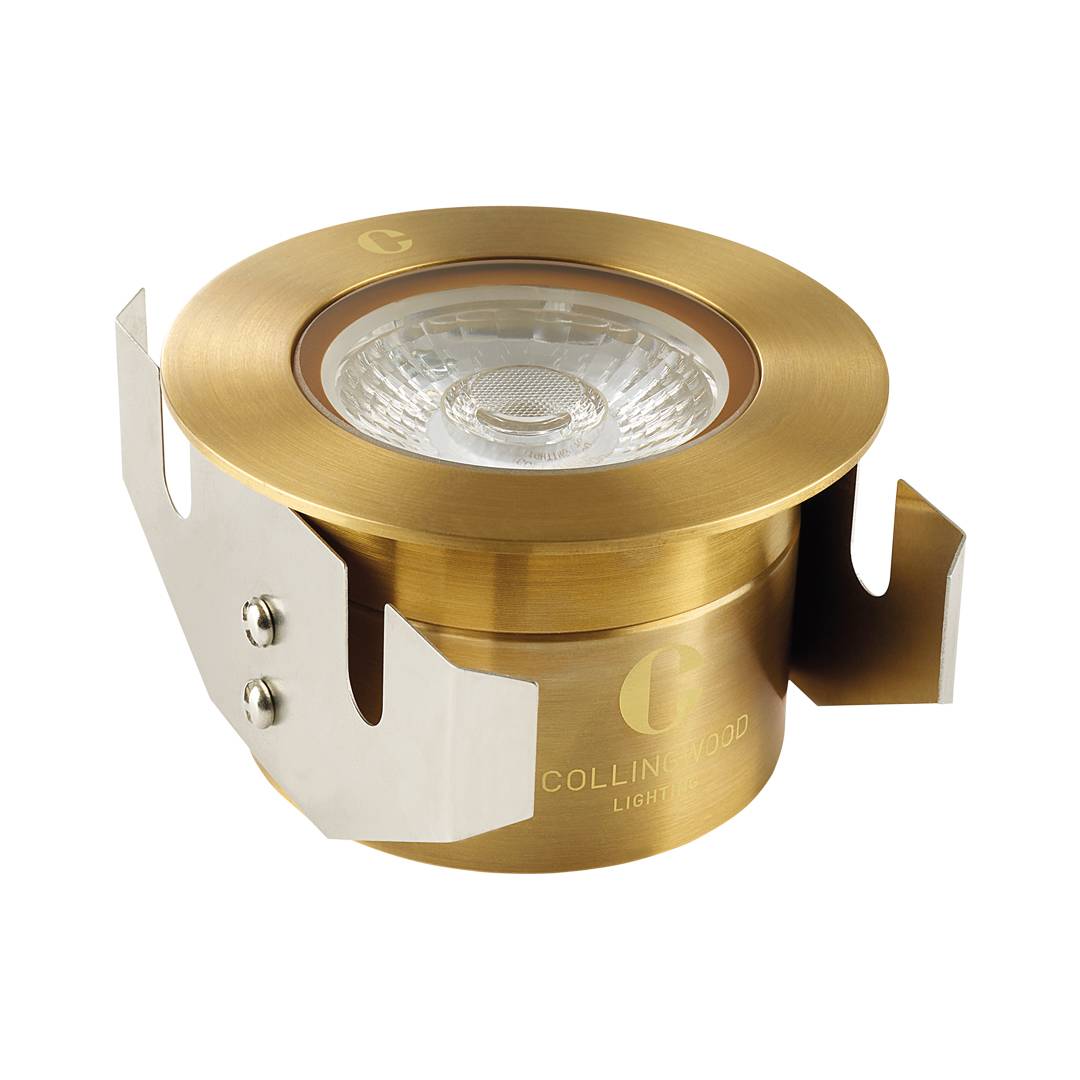 Collingwood GL040RAB27F LED Ground Light Round Antique Brass Finish Flood Warm White 2700K