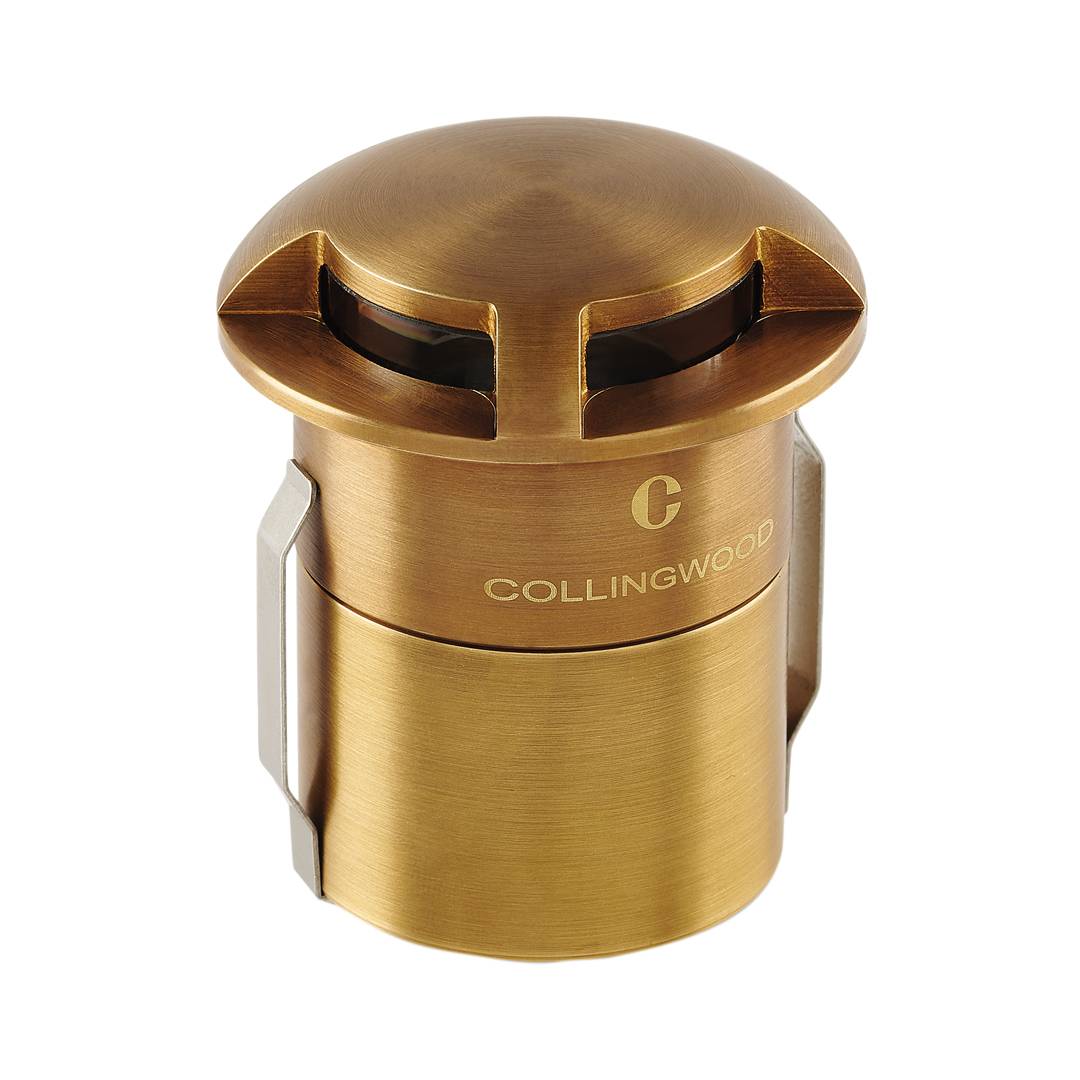 Collingwood GL100AB2W30 LED Domed Ground Light 2 Way Antique Brass Finish Warm White 3000K