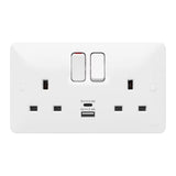 Hager Sollysta WMSS82-USBAC Switched Double Socket with USB A+C Ports