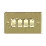 Hamilton 72R24SB-W Satin Brass 10A quadruple 2 way light switch