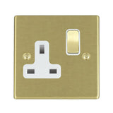 Hamilton 72SS1SB-W Satin Brass 13A single switched socket