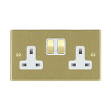 Hamilton 72SS2SB-W Satin Brass 13A double switched socket