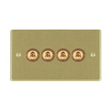 Hamilton 72T24 Satin Brass 20A quadruple toggle light switch 2 way