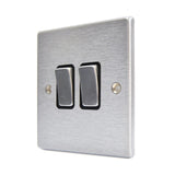 Hamilton 76R22SC-B Satin Chrome 10A double 2 way light switch