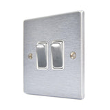 Hamilton 76R22SC-W Satin Chrome 10A double 2 way light switch