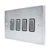 Hamilton 76R24SC-B Satin Chrome 10A quadruple 2 way light switch