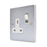 Hamilton 76SS1SC-W Satin Chrome 13A single switched socket