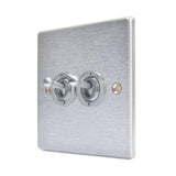 Hamilton 76T22 Satin Chrome 20A double toggle light switch 2 way